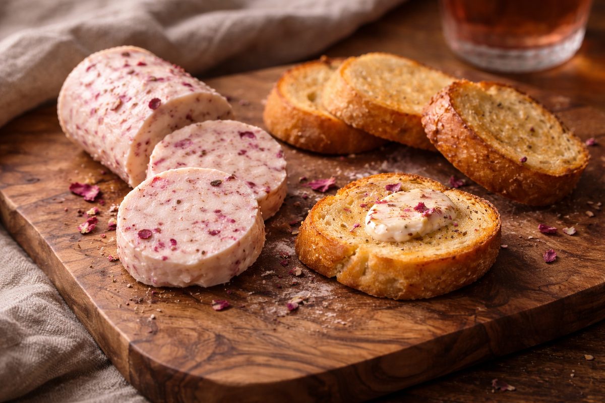 Rose butter crostini